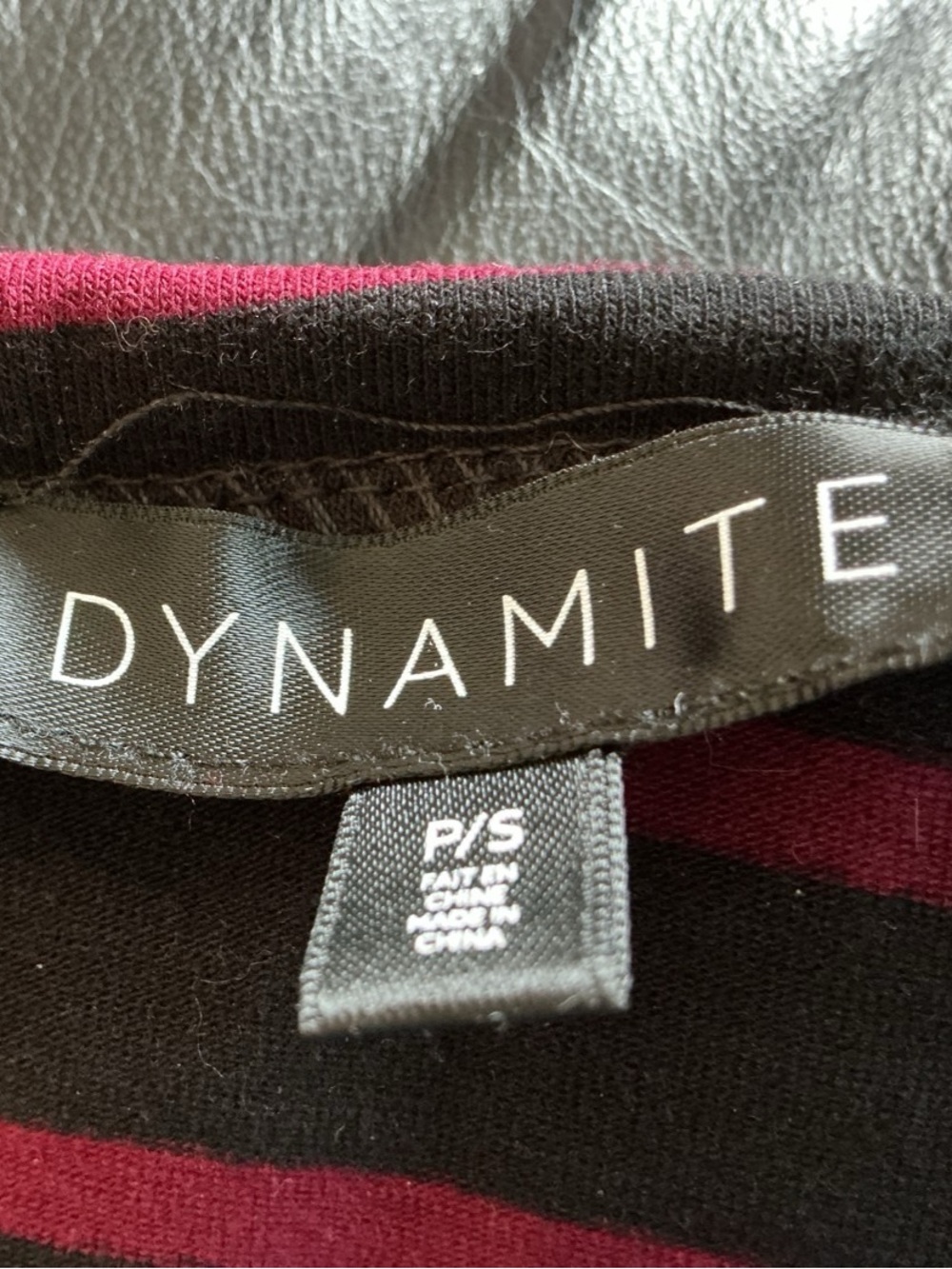 Dynamite Off-Shoulder Navy and Pink Stripe Midi Dress - Picture 3 of 3